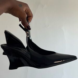 Black patent leather heels